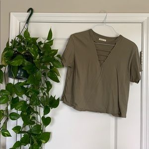 Cotton On Olive Short Sleeve Cropped Tee